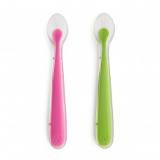 Kit de colheres de silicone rosa/verde Munchkin